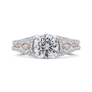 White and Rose Gold Split Shank Round Diamond Engagement Ring CARIZZA CA0414EH-37WP-1.50