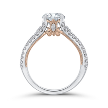 Load image into Gallery viewer, White and Rose Gold Split Shank Round Diamond Engagement Ring CARIZZA CA0414EH-37WP-1.50
