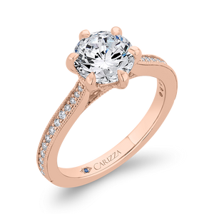 Rose Gold Semi-Mount Engagement Ring CARIZZA CA0423EQ-37P-1.50