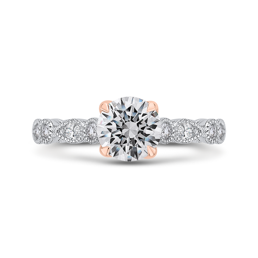 Semi-Mount Rose and White Gold Round Diamond Engagement Ring CARIZZA CA0431EH-37WP-1.00
