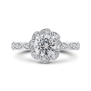 Semi-Mount Floral Halo Engagement Ring CARIZZA CA0439EH-37WP-1.00