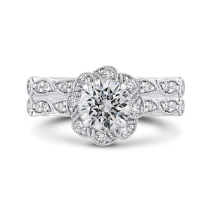 Semi-Mount Floral Halo Engagement Ring CARIZZA CA0439EH-37WP-1.00