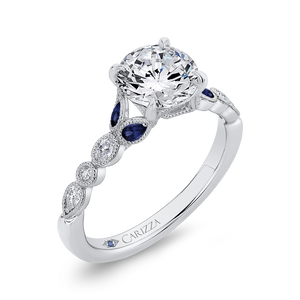Sapphire Semi-Mount Round Diamond Engagement Ring CARIZZA CA0440EH-S37W-1.50