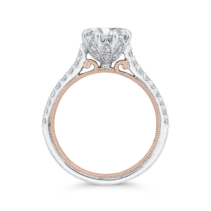 Semi-Mount White and Rose Gold Round Diamond Engagement Ring CARIZZA CA0441EH-37WP-1.50