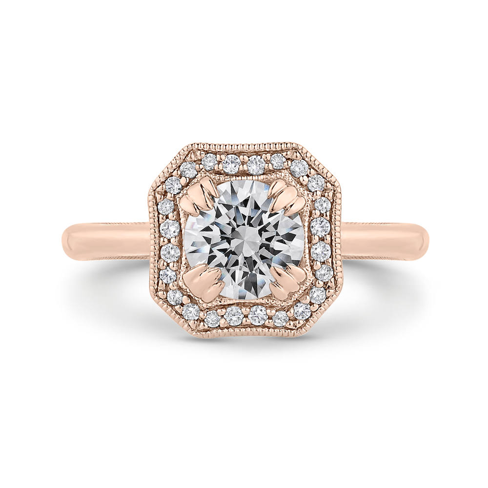 Euro Shank Semi-Mount Diamond Halo Engagement Ring CARIZZA CA0442E-37P-1.00