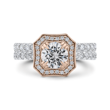 Load image into Gallery viewer, White and Rose Gold Semi-Mount Halo Engagement Ring CARIZZA CA0443EH-37WP-1.00
