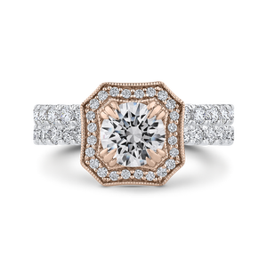 White and Rose Gold Semi-Mount Halo Engagement Ring CARIZZA CA0443EH-37WP-1.00