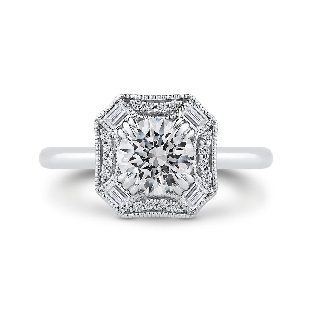 Plain Shank Diamond Halo Engagement Ring CARIZZA CA0444E-37W-1.00