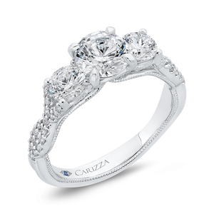 Semi-Mount Three Stone Engagement Ring CARIZZA CA0455EH-37W-1.00