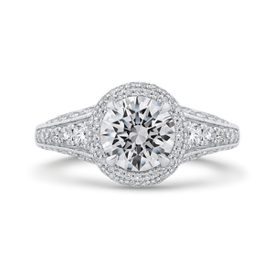 Double Halo Engagement Ring with Round Cut Diamond CARIZZA CA0457EH-37WP-1.50