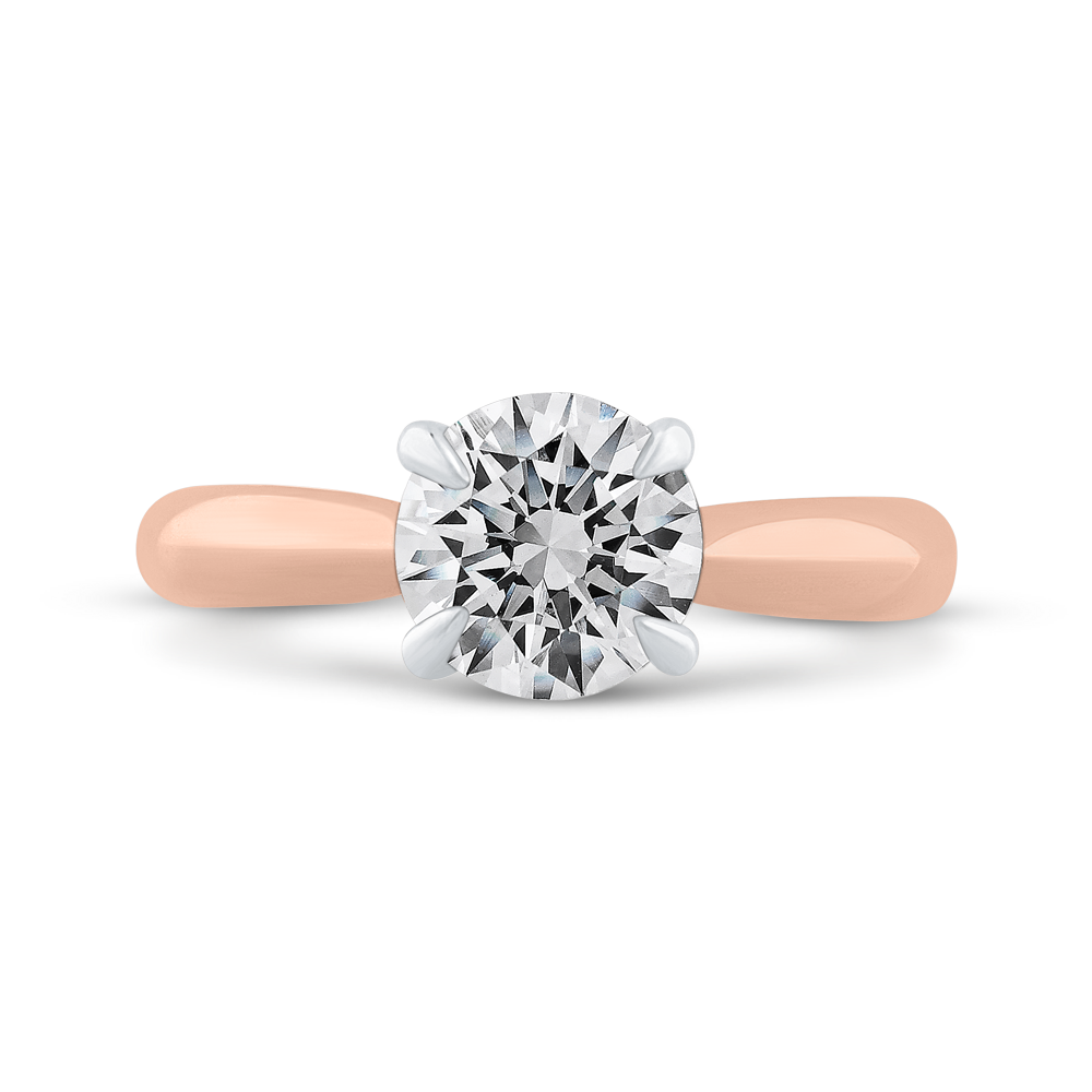Plain Rose Gold Shank Semi-Mount Diamond Engagement Ring CARIZZA CA0461E-37PW-1.50