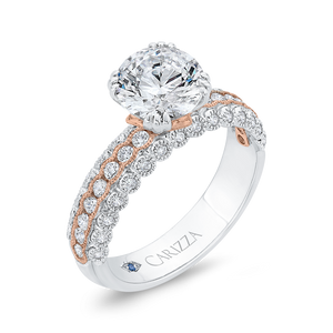 Three Row Shank Semi-mount Diamond Engagement Ring CARIZZA CA0475EH-37WP-1.50