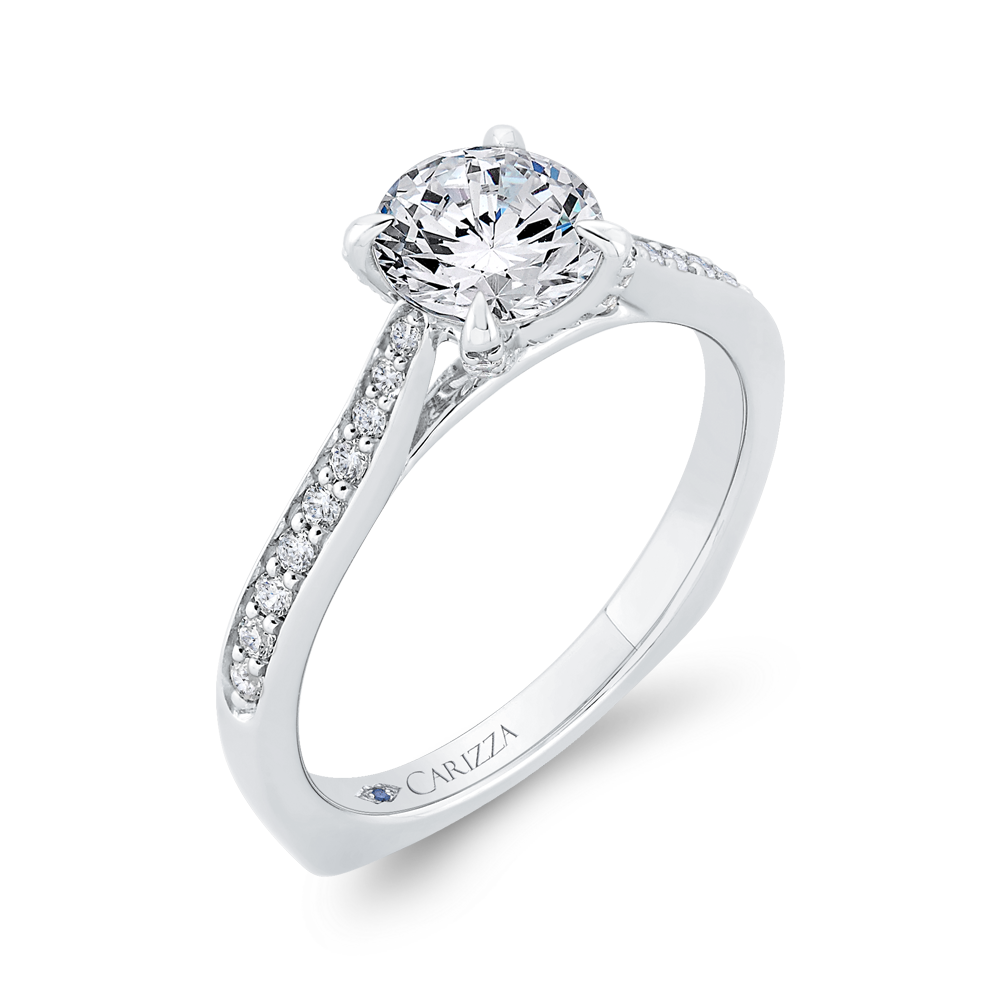 Euro Shank Semi-Mount Diamond Engagement Ring CARIZZA CA0491EH-37W-1.00