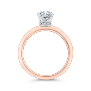 Rose and White Gold Semi-Mount Round Diamond Engagement Ring CARIZZA CA0499E-37PW-1.00