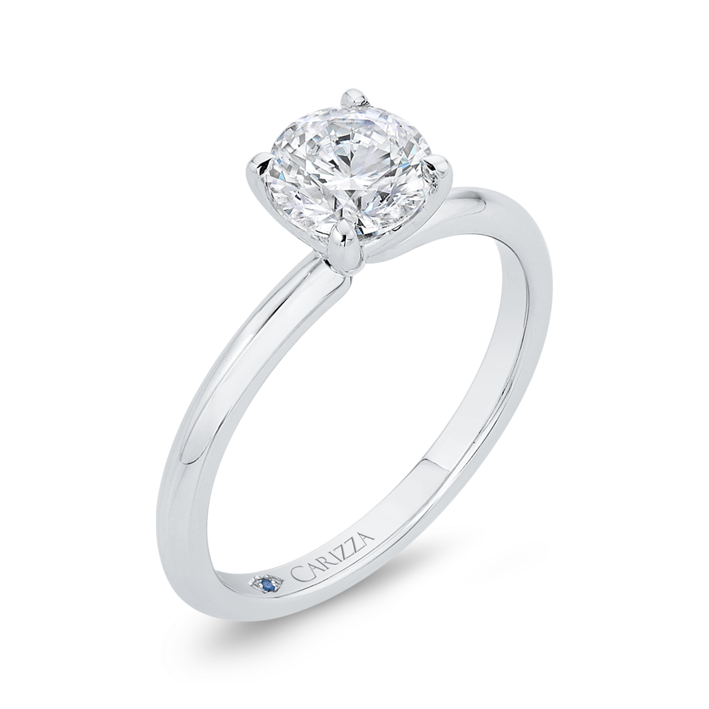 Plain Solitaire Round diamond Engagement Ring CARIZZA CA0519E-W-1.00