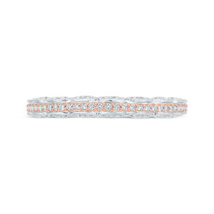White and Rose Gold Channel Set Diamond Wedding Band CARIZZA CA0527BH-37WP-1.00