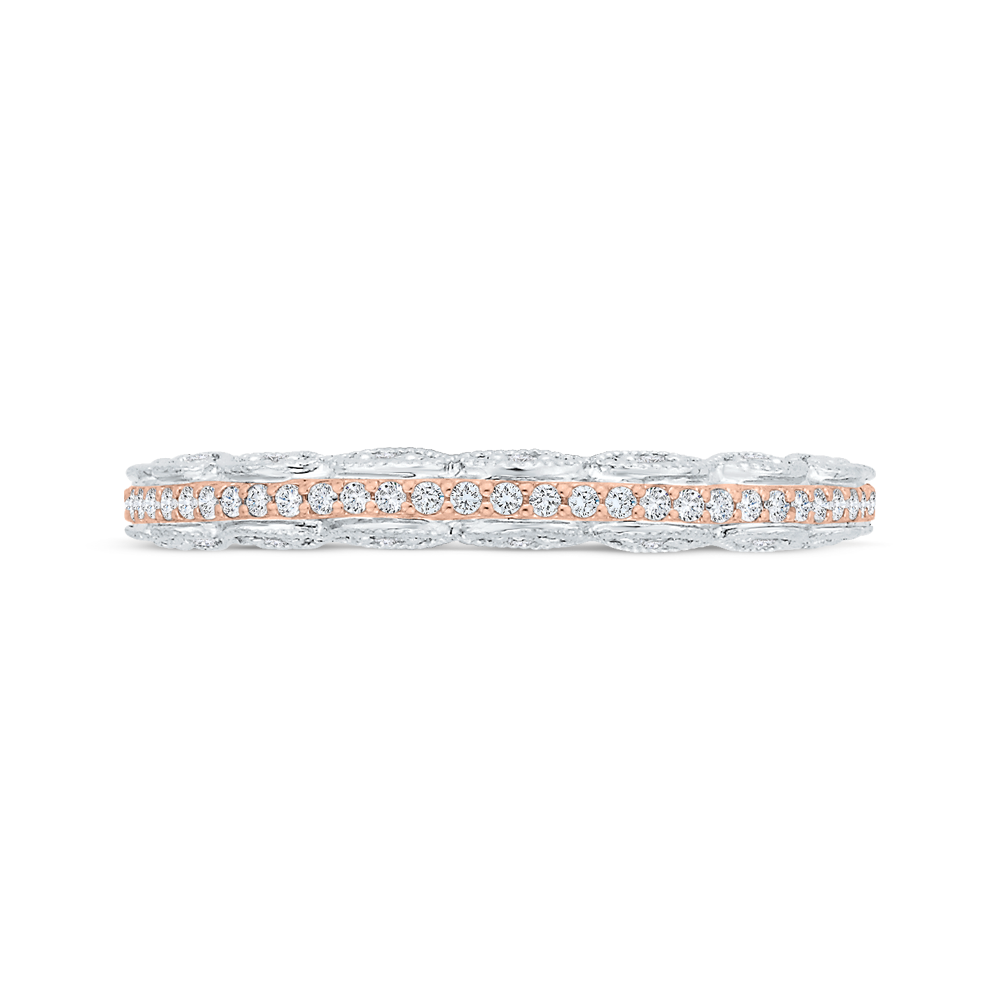 White and Rose Gold Channel Set Diamond Wedding Band CARIZZA CA0527BH-37WP-1.00
