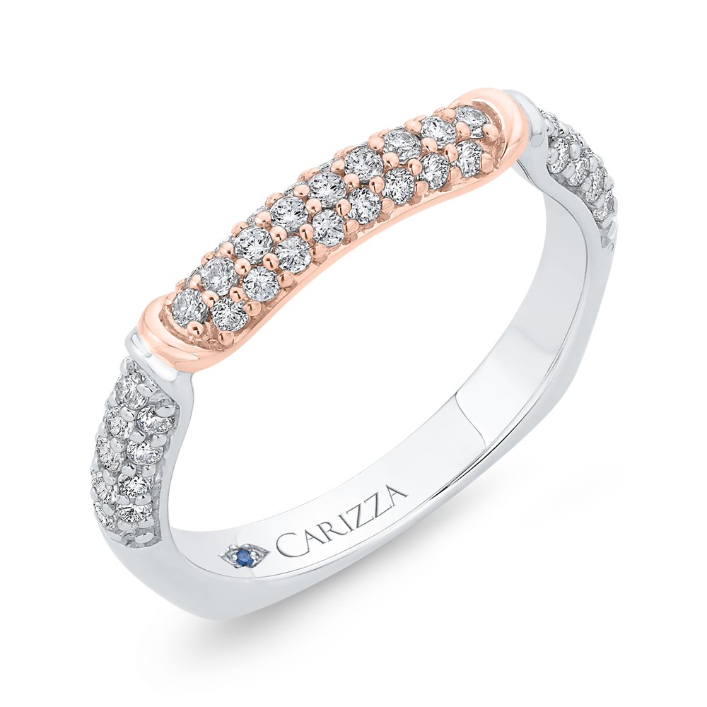 White and Rose Gold Diamond Wedding Band CARIZZA CA0530BH-37WP-1.50