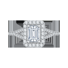 Load image into Gallery viewer, Split Shank Emerald Cut Diamond Halo Engagement Ring CARIZZA CAE0033E-37W
