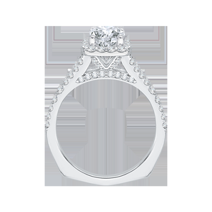 Split Shank Emerald Cut Diamond Halo Engagement Ring CARIZZA CAE0033E-37W