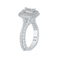 Load image into Gallery viewer, Emerald Diamond Double Halo Engagement Ring with Split Shank CARIZZA CAE0036E-37W
