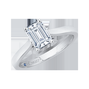 Emerald Cut Diamond Solitaire Engagement Ring CARIZZA CAE0038E-W
