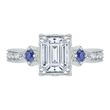 Load image into Gallery viewer, Sapphire Gemstone Emerald Cut Diamond Engagement Ring CARIZZA CAE0046E-S37W
