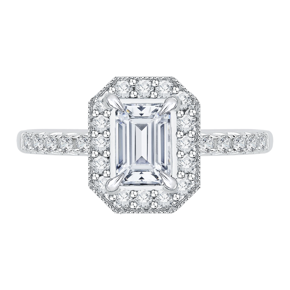 Semi-Mount Emerald Cut Diamond Engagement Ring CARIZZA CAE0058E-37W