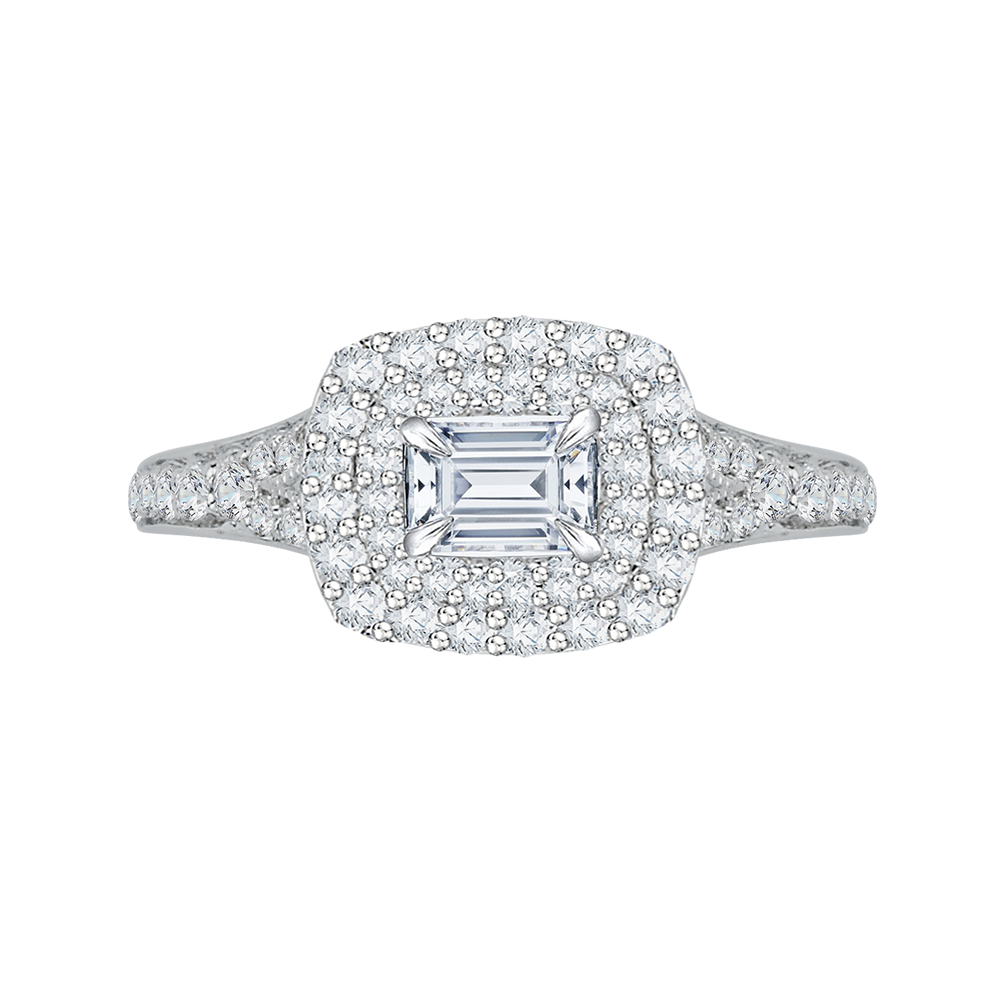 Split Shank Emerald Cut Diamond Engagement CARIZZA CAE0062E-37W