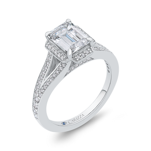 Split Shank Emerald Cut Diamond Cathedral Style Engagement Ring CARIZZA CAE0245EH-37W-1.50