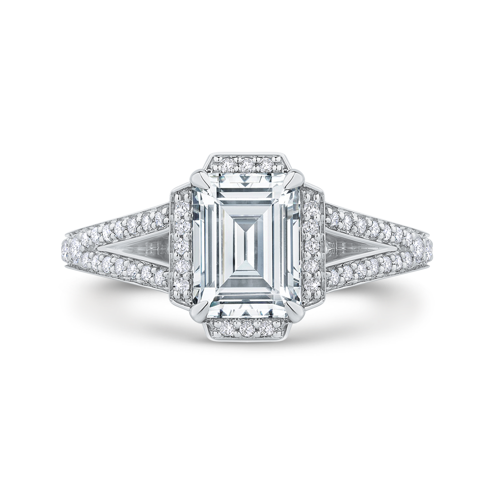 Split Shank Emerald Cut Diamond Cathedral Style Engagement Ring CARIZZA CAE0245EH-37W-1.50
