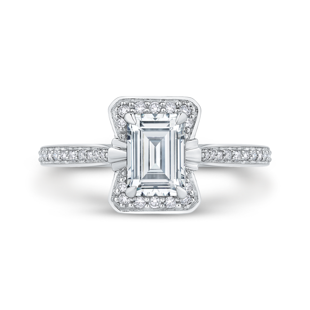 Emerald Cut Diamond Halo Engagement Ring CARIZZA CAE0262EH-37W-1.00
