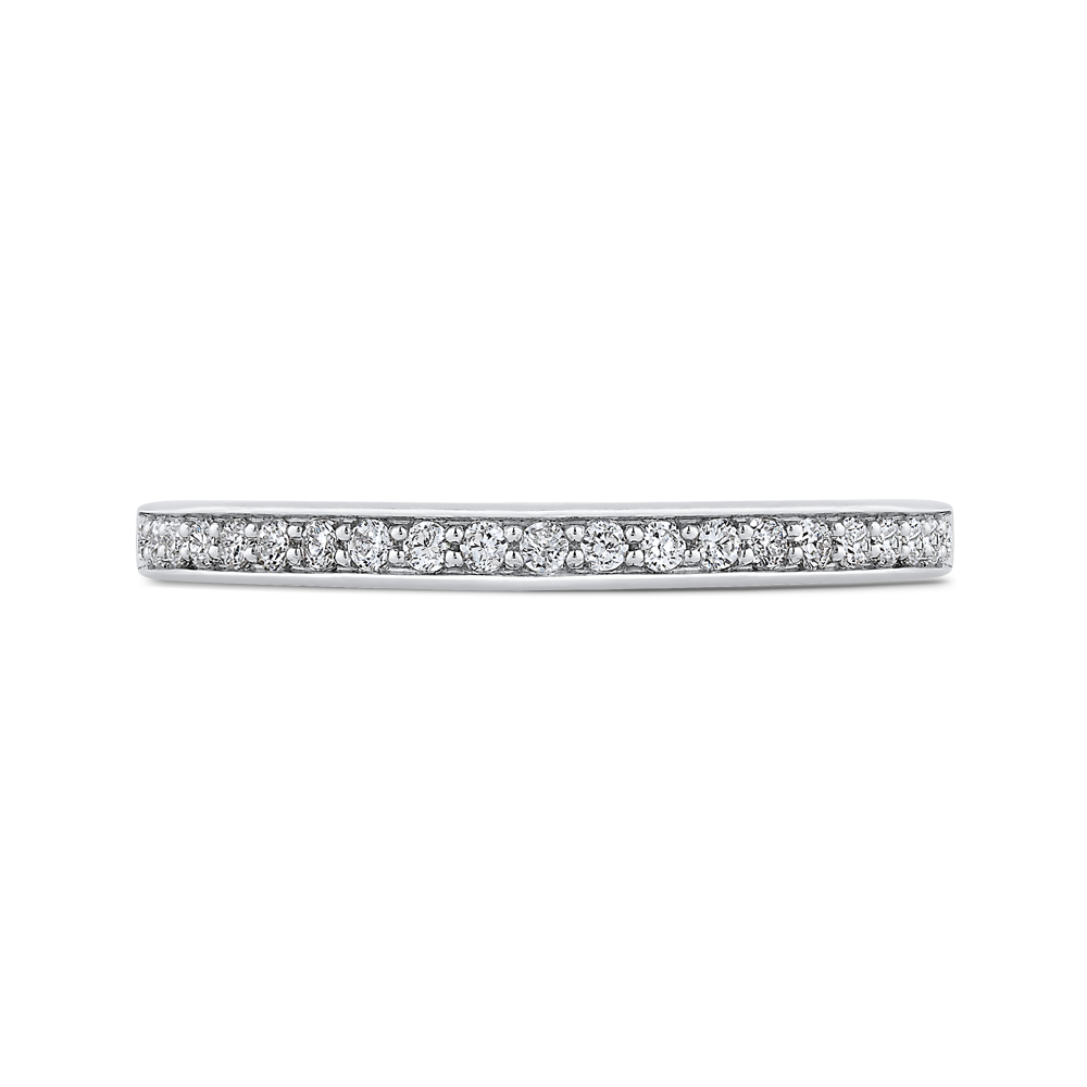 White and Rose Gold Half-Eternity Wedding Band CARIZZA CAE0424BH-37WP-1.25