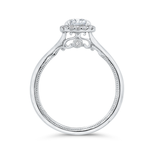 Plain Shank Emerald Cut Diamond Halo Engagement Ring CARIZZA CAE0425E-37W-1.10