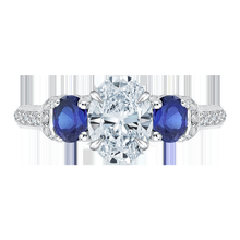 Load image into Gallery viewer, Sapphire Three Stone Engagement Ring with Oval Diamond CARIZZA CAO0056E-S37W
