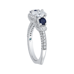 Sapphire Three Stone Engagement Ring with Oval Diamond CARIZZA CAO0056E-S37W