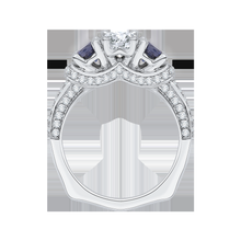 Load image into Gallery viewer, Sapphire Three Stone Engagement Ring with Oval Diamond CARIZZA CAO0056E-S37W
