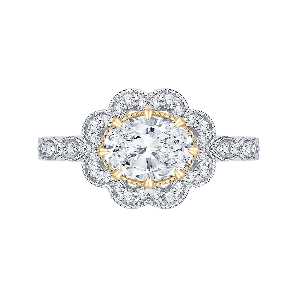Oval Diamond Floral Engagement Ring CARIZZA CAO0165EH-37WY-1.50