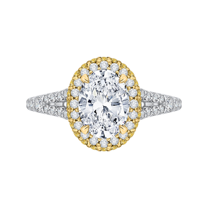 White and Yellow Gold Oval Diamond Engagement Ring CARIZZA CAO0179EH-37WY-1.50