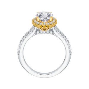 White and Yellow Gold Oval Diamond Engagement Ring CARIZZA CAO0179EH-37WY-1.50