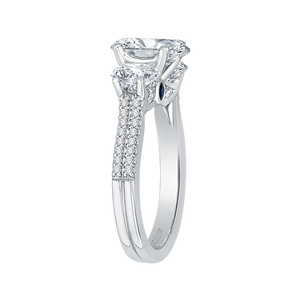 14K White Gold Oval Cut Diamond Three Stone Cathedral Style Engagement Ring CARIZZA CAO0190EH-37W-1.75