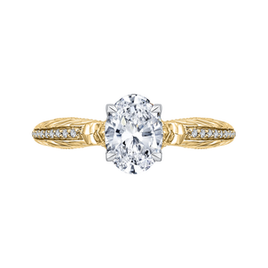Yellow and White Gold Oval Diamond Engagement Ring CARIZZA CAO0203E-37WY-1.50