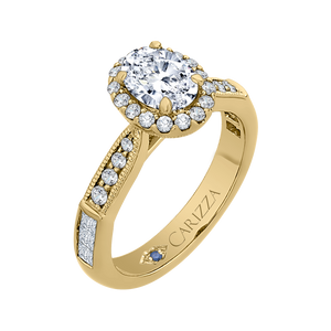 Yellow Gold Oval Diamond Engagement Ring CARIZZA CAO0206E-37