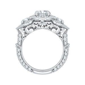 Semi-Mount Oval Diamond Halo Engagement Ring CARIZZA CAO0215E-37W-1.50