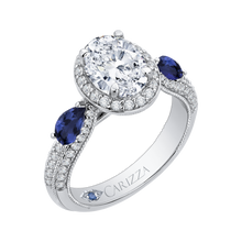 Load image into Gallery viewer, Sapphire Oval Diamond Halo Engagement Ring CARIZZA CAO0217E-S37W-1.50
