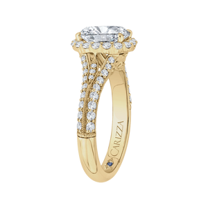 Vintage Oval Diamond Halo Engagement Ring CARIZZA CAO0220E-37-1.50