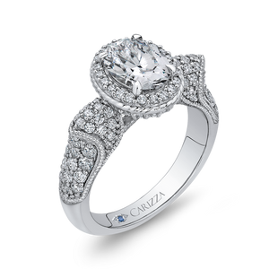 Signature Oval Diamond Halo Engagement Ring CARIZZA CAO0226E-37W-1.50