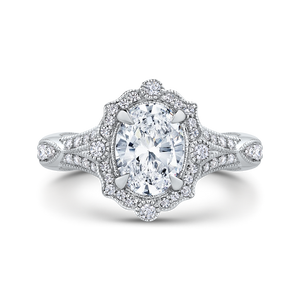 Split Shank Oval Diamond Halo Engagement Ring CARIZZA CAO0239E-37W-1.50
