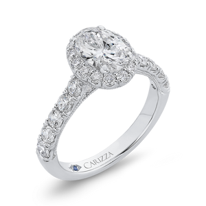 Semi-Mount Oval Diamond Halo Engagement Ring CARIZZA CAO0435EH-37W-1.00