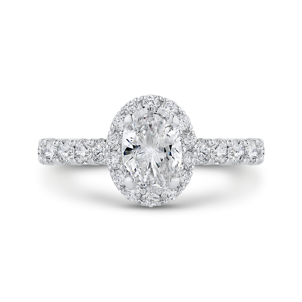 Semi-Mount Oval Diamond Halo Engagement Ring CARIZZA CAO0435EH-37W-1.00
